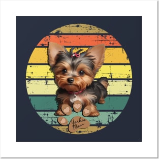 Yorkie Mom Retro Design Cute Yorkshire Terrier Posters and Art